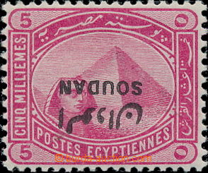 171781 - 1897 SG.5a, egyptská 5M růžová s přetiskem SOUDAN, PŘE