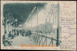 171837 - 1899 KLADNO - nádraží, peron s vlakem a lidmi, vydal J. 