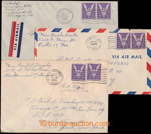 171897 - 1945 POLNÍ POŠTA US ARMY sestava 3ks dopisů adresovaných