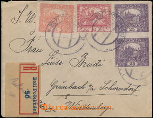 172132 - 1919 Reg letter to Germany in/at postal rate II, with 15h, 1