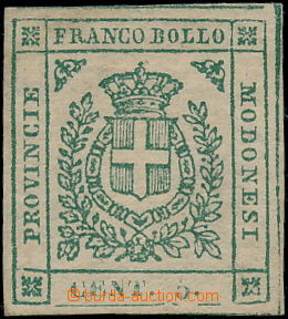172355 - 1859 Sass.12, Znak 5c zelená, atest Avi, SBPV, kat. 2.400