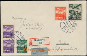 172509 - 1943 Reg and airmail letter sent from Bratislava to Prešov,