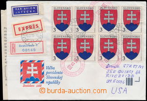 172513 - 1993 Reg, express and airmail letter to USA, with 13x Zsf.2,