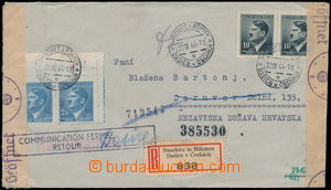 172550 - 1944 DOPRAVA ZASTAVENA  R dopis zaslaný do Chorvatska, vrá