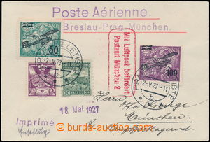 172558 - 1927 air mail matter addressed to to Munich, with Pof.L4, L5