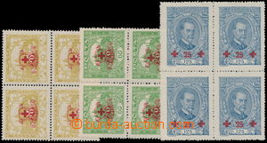 172639 -  Pof.170-172, Red Cross, complete set in blocks of four, val