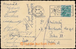 172669 - 1939 HOKEJ/  pohlednice Curychu s podpisy čs. hokejových r