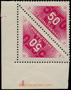 172910 - 1937 Pof.DR2B, Doruční 50h červená, levá dolní rohová
