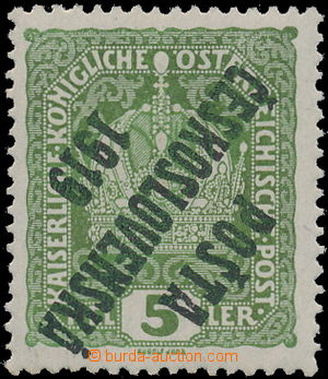 172959 -  Pof.34Pp, Crown 5h olive green, inverted overprint I. type;