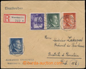 172985 - 1944 GENERLGOUVERNEMENT  Reg letter sent with multicolor fra