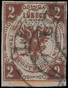 173000 - 1859 Mi.3, Znak 2Sh červeno hnědá; velmi pěkný kus, kat