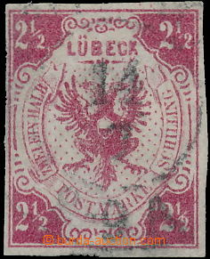 173002 - 1859 Mi.4, Znak 2½Sh červená; malá zeslabení, kat. 