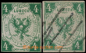 173003 - 1859 Mi.5a, Znak 4Sh tmavě zelená, 2 odstíny, 1ks bez lep