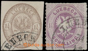 173007 - 1864-65 Mi.13, 14, Znak 1¼Sh hnědá + 1½Sh fialov