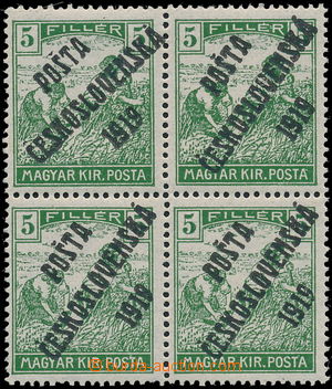 173012 -  Pof.103x, Ženci 5f zelená, 4-blok se spojenými typy pře