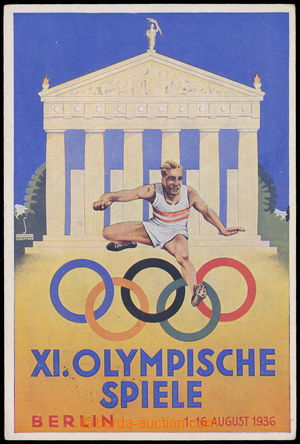 173065 - 1936 Olympische Spiele 1936, barevná pohlednice se známkou