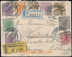 173091 - 1907 Reg letter from Liberec to Montevideo, franked with 8-c