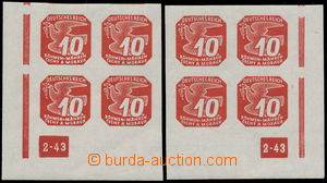 173125 - 1943 Pof.NV14, issue II 10h red, L and R corner blk-of-4 wit