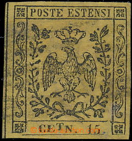 173144 - 1852 Sass.3d, Coat of arms 15C yellow, printing error CETN i
