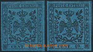 173146 - 1852 Sass.10a, 2x Znak 40C modrá, chybotisk CENT 49 namíst