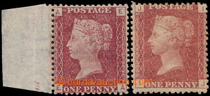 173161 - 1858 SG.43, 2x 1P brown-red, plate 102 and plate 224; origin