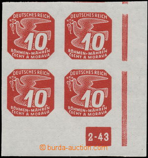 173212 - 1943 Pof.NV14, II. vydání 10h červená, pravý rohový 4-