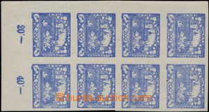 173241 -  Pof.22b, 200h blue, the bottom corner blk-of-8 with control
