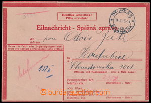 173257 - 1944 CSZ1/ III. typ, poštovně prošlá z Prahy do Pardubic