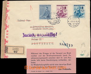 173263 - 1942 CENSORSHIP  Reg letter sent to Slovakia, franked with. 