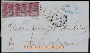 173308 - 1853 skládaný dopis adresovaný do Bologne, vyfr. 3-pásko