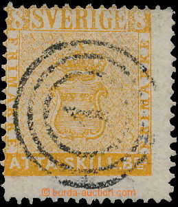 173338 - 1855 Mi.4a, Znak 8Sk oranžová; bezvadný kus s úplným ra