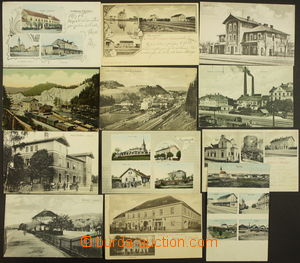 173379 - 1903-20 NÁDRAŽÍ  sestava 12ks pohlednic nádraží, mj. J