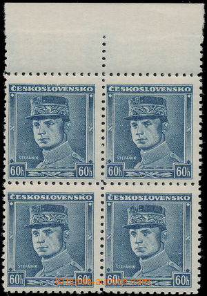 173505 - 1939 Alb.1, blue Štefánik 60h, block of four with upper ma