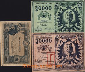 173525 - 1919 sestava 3ks karikaturních bankovek, 2x Rákoska-Uherka
