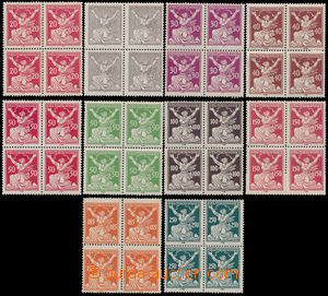 173750 -  Pof.151-161A, complete set of in blocks of four, value 150h