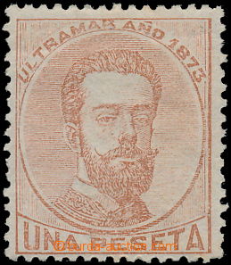173804 - 1873 Sc.57, Amadeo Una Peseta brown, very nice piece, on rev
