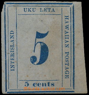 173809 - 1864 Sc.22, Numerals 5C blue on blue paper; marginal piece (