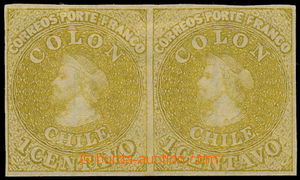 173817 - 1862 Sc.11, pair Columbus 1c green-yellow, wide margins, Lon