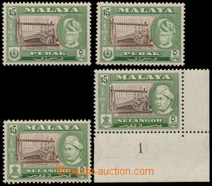 173833 - 1957 SG.161,161a; SELANGOR SG.127,127a, 4 koncové hodnoty 5