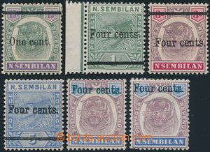 173835 - 1898-1900 SG.16-19(2), Malajský tygr, přetisky ONE CENT a 