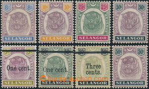 173836 - 1894-1895 SG.56-59(2x), 66a,66b,67, Tyger and with Opt, one 