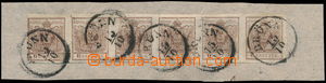 173886 - 1850 Mi.4, Znak 6Kr hnědá, HP, III. typ, 6-páska na výst