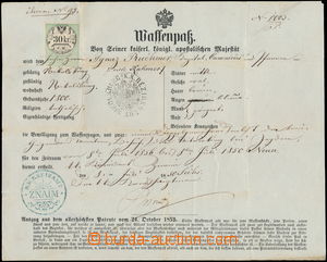 173892 - 1856 HABSBURG MONARCHY / GUN LICENCE  issued in Znojmo, with