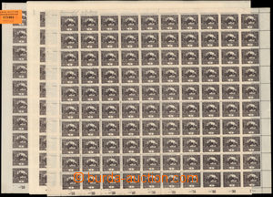 173963 -  Pof.1, 1C, 1h brown, comp. of 3 complete sheets of 100, imp