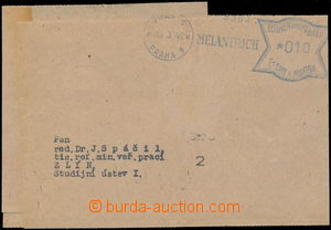 173986 - 1942 blue meter stmp Melantrich on 2 copies/imprints (!) val