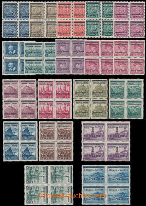 174059 - 1939 Pof.1-19, complete overprint set in blocks of four, exp