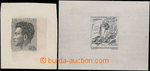 174204 - 1953 PLATE PROOF  Pof.743 and 744, J. Fučík 40h and 60h, c
