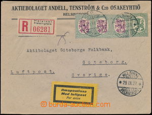 174247 - 1927 commercial Reg-airmail letter to Sweden, franked with s