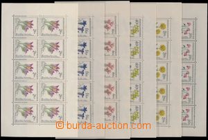 174286 - 1960 Pof.PL1148-1153, Květiny, kompletní řada 10-bloků v