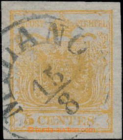 174339 - 1850 Mi.1, Znak 5c oranžově žlutá, HP, I. typ, podložen
